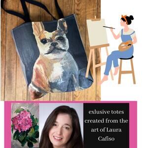 Exclusive tote bag Lilly the Frenchie french bulldog from art of Laura Cafiso